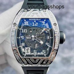 RM Wrist Watch Automatic Watch Richardmil Wristwatch RM010 Automatic Mechanical Watch Rm010 Outer Ring with T Square Diamond Barrel Shaped Hollowed Out Dial Dat