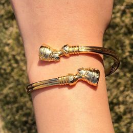 Charm Bracelets Egyptian Queen Nefertiti Bracelet Gold African Cuff For Women Stainless Steel Vintage Bangles Adjustable Jewellery G300g