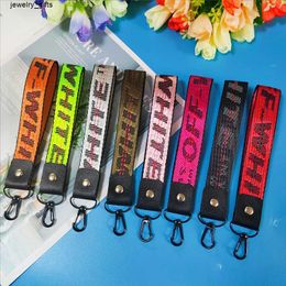 Jacquard woven letter ribbon short hanging rope bag phone keychain wrist strap