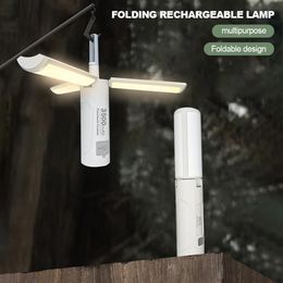 Foldable Camping Lantern Portable Power Bank Outdoor Lighting Flashlight Tent Light Led Rechargeable Emergency Equipment Lamps 240220