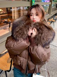 Fur 2023 Female Jacket Fashion New Winter Real Fox Fur Collar Thick Women Warm Coat White Goose Down Jacket Luxury Outwear