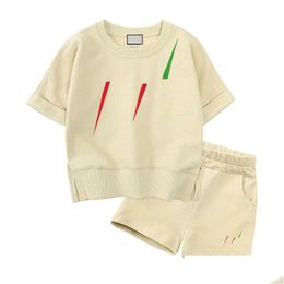 Clothing Sets In Stock Designer Baby Girls Boys Clothing Sets Children Casual Clothes Kids Vacation Outfits Summer T Shirt Short Pants Dh4Lh