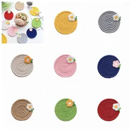 Table Mats Cotton Rope Placemat Delicate Round Knitted Bowl Pad Handwoven Decoration