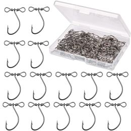 Fishhooks 150Pcs/Box Long Shank Down Shot Rig Hook Drop Shot Fishing Hooks High Carbon Steel Worm Hooks With Swivel For for Bass Trout