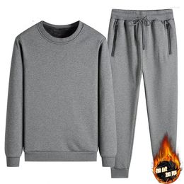 Men's Tracksuits Winter Thicken Fleece Men Tracksuit Long Sleeve Sweatshirt And Sweatpants 2 Piece Set Warm Casual Sports Suit Thermal