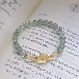 Beaded Ruifan Natural Green Ghost Crystal Wealth Pixiu Citrine Beaded Strand Bracelets for Women Fine Jewelry Being Rich Gifts YBR834 YQ240226