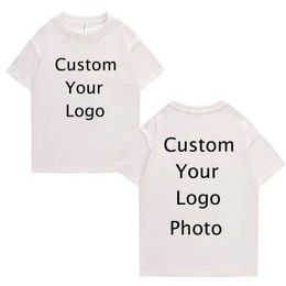 Custom T Shirts print Own pos 210g cotton thick tshirts DIY your brand tees drop short sleeve T-shirt wholesale 240220