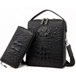 Factory whole men bag leisure fashion handbag leather crocodile embossed leathers shoulder bags man fashions handbags320G