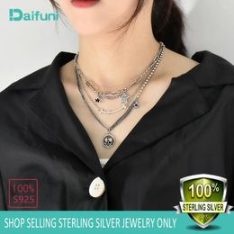 Pendants Dsifuni 925 Sterling Silver Mutil-layer Star Elephant Necklace Handmade Vintage Fashion Thick Chains Hip Hop Jewellery For Women