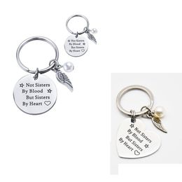 Key Rings Personalised Sister Stainless Steel Keychain Engraved Not Sisters By Blood But Heart Keyring Key Chains Pendant D Dhgarden Dhhul