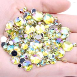 Nail Art Decorations Acrylic Rhinestones AB Colors Flatback Pointed 1000pcs 4mm Silver Foiled Glue On Beads For Nails Phone Cases DIY