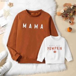 Family Matching Outfits 2023-07-26 Lioraitiin Family Matching Outfit Baby Girl Halloween Clothes Long Sleeve Pumpkin Printed Crew Neck Sweatshirts