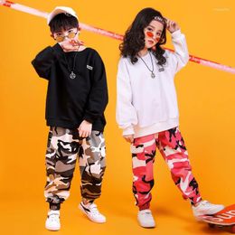 Stage Wear Camouflage Cotton Hoddies T Shirt Pants Children Ballroom Dancing Clothes Jazz Street Dancewear For Girls Boys Hip Hop Costumes