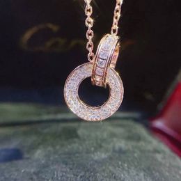 Fashion Love Double Ring Two Rows Diamond Necklace for Men and Women Couples Gifts with Exquisite Packaging275L