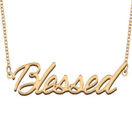 Blessed Name Necklace Pendant for Women Girls Birthday Gift Custom Nameplate Children Best Friends Jewelry 18k Gold Plated Stainless Steel