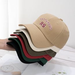 2024 Hot Sellig Football Professional Soccer Japanese Soft Top Baseball Cap Womens Simple All-Match Rs Letter Embroidered Peaked Cap Wide Br