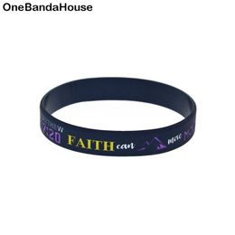 100PCS Jesus Silicone Rubber Bracelet Debossed Filled in Colour Matthew 1720 Faith can move mountains213B