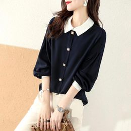 Women's Blouses Spring 2024 Product Versatile Temperament Fashionable Simple Commuter Style Loose Long Sleeved Shirt Blouse