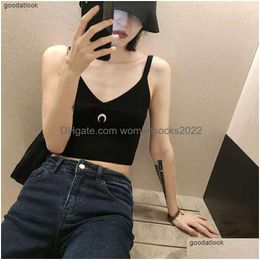 Women'S Tanks Camis Marine Serre22 Summer Strap With White Thread Tank Top And Moon Embroidery For Slimming Women Drop Delivery Ap Dhacu