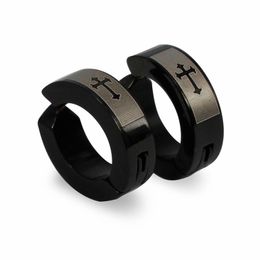 316L stainless steel earrings Cool Black Hoop Earrings Ear Clip new Design fine Jewellery for women men best gift VICHOK8555006