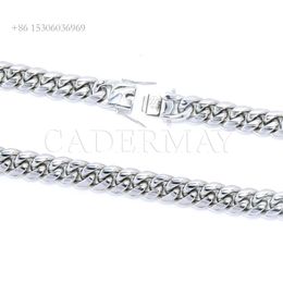 Cadermay Fashion 10Mm 14Mm Solid Sier Miami Hip-Hop Rapper Fine Jewelry Cuban Chain Necklace