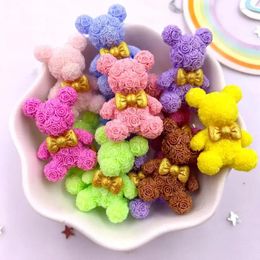 Decorative Figurines Colourful Resin Cartoon Bow Rose Bear Flatback Stone 8PCS DIY Valentine's Day Wedding Decor Figurine Scrapbook