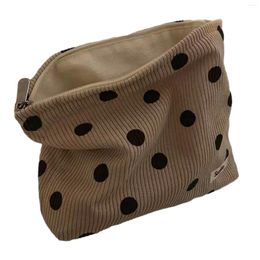 Cosmetic Bags Makeup Bag Purse Zipper Storage Polka Dot Organiser Cute Large Capacity Soft Corduroy Portable Handbag Pouch Travel