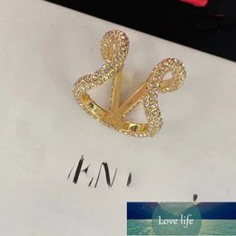 All-match Letters Full Diamond Adjustable Opening Ring Women's Luxury Fashion All-Match Brass Material Ring