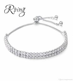 Trendy Silver CZ Crystal Tennis Bracelet Zircon Bracelet Bangle Chains For Women Wedding Fashion Jewelry Charming Bracelet DS5328477240