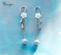 Thaya 925 Silver Women Earring Peach Blossom Flower PurpleBlue Beads Engagement Party Jewellery Gift Trend 2106163857118