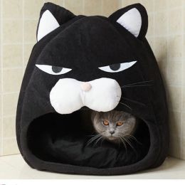 Mats Foldable Cat Bed Soft Sofa Cushion Cartoon Pet House Warm Kennel Puppy Cats Cave Tent Waterproof Bottom Sleep Bag Pet Supplies