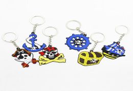 top quality pirate series Keychain PVC soft gel key rings fashion Jewellery Halloween Gift keychain whole ship7984227