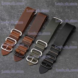 Watch Bands Handmade Leather band 18 20 22 24 26MM Vintage Frosted Top Layer Cowhide Strap Brown Black Men Bracelet T240227