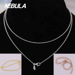 Authentic 925 Sterling Silver 50cm 70cm 90cm Necklace Chain Fit European Necklace Jewellery Rose Gold-color 210323242j