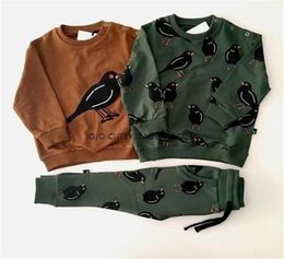 Toddler Boys Fashion Bird Sweatshirt Little Girls Cotton Casucal Pullover and Sweatpants Brand Winter Hoody Tops 2111106877236