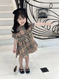 girl dress flower wedding clothes plaid design baby girls summer fashion outfits clothe 90-160 cm