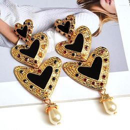 Dangle Earrings Wholesale Metal Love Heart Long High-quality Crystal Drop Earring Fashion Jewellery Accessories For Women