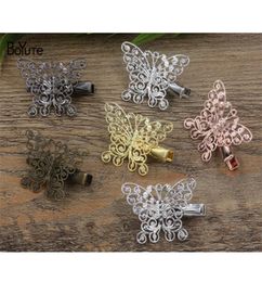BoYuTe 20Pcs 2533MM Filigree Butterfly Hair Clip Vintage Style 6 Colours Plated Women Hairgrip Hair Jewelry1808912