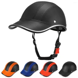 Motorcycle Helmets Baseball Cap Helmet Bicycle Electric Bike ABS Leather Cycling Safety With Adjustable Strap For Adult Men Women