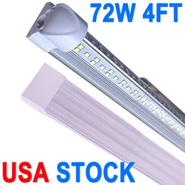 LED T8 Integrated Fixture 4FT 72W Linkable LED Shop Light, LED Ceiling Light and Under Cabinet Light, Clear Cover for Cooler, Garage, Warehouse Barn 25 Pack crestech