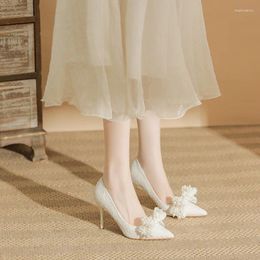 Dress Shoes White Lace High Heels Women Stiletto Heel Wedding Bridal 31 32 33 Small Size