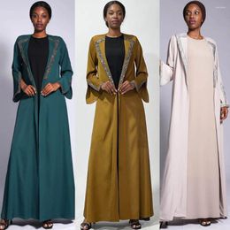 Ethnic Clothing Elegant Abayas Women Luxury Diamonds Muslim Open Abaya Islamic Outfits Slit Sleeve Lapel Collar Cardigan Kimono Autumn