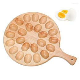 Kitchen Storage Wooden Tray Deviled Egg Serving With Durable Handle For Outdoor Gadget