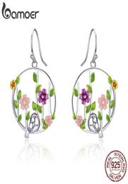 Genuine 925 Sterling Silver Blooming Forest Birds Secret Drop Earrings for Women Jewellery SCE480 2106241719697