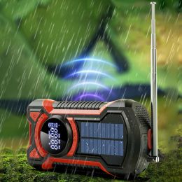 Chargers Solar Emergency Weather Radio BluetoothCompatible5.3 Hand Crank Phone Charger LED Flashlight SOS Alarm for Camping Hiking Tents