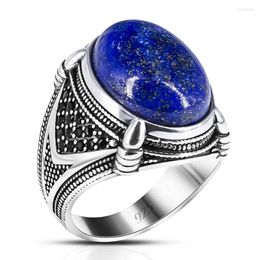 Cluster Rings Wholesale Genuine 925 Sterling Silver Ring Natural Lapis Blue Stone Handmade Vintage Turkish Unisize Adjustable Mens