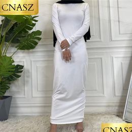 Plus Size Dresses Summer Skirt For Ladies Inner Dress Muslim Casual Women Clothing Islamic Abaya Long Sleeve Maxi Slim Drop Delivery Dhkqf