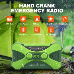 Radio Solar Hand Crank Radio Dual Speaker Rechargeable Weather Radio for Home Outdoor