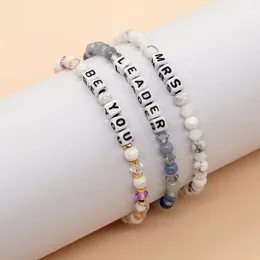 Link Bracelets Cross Border Personality Temperament European And American Style Four Square Letter Beads Crystal Natural Stone Ha