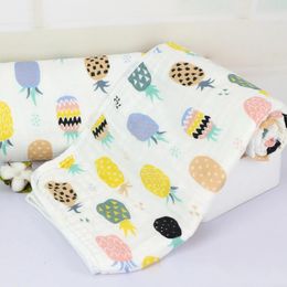 Blankets Cotton Fruit Cartoon Print 110 110cm Baby Blanket Soft 6 Layers Bron Infant Swaddle Summer Breathable Bath Towel 16 Colours